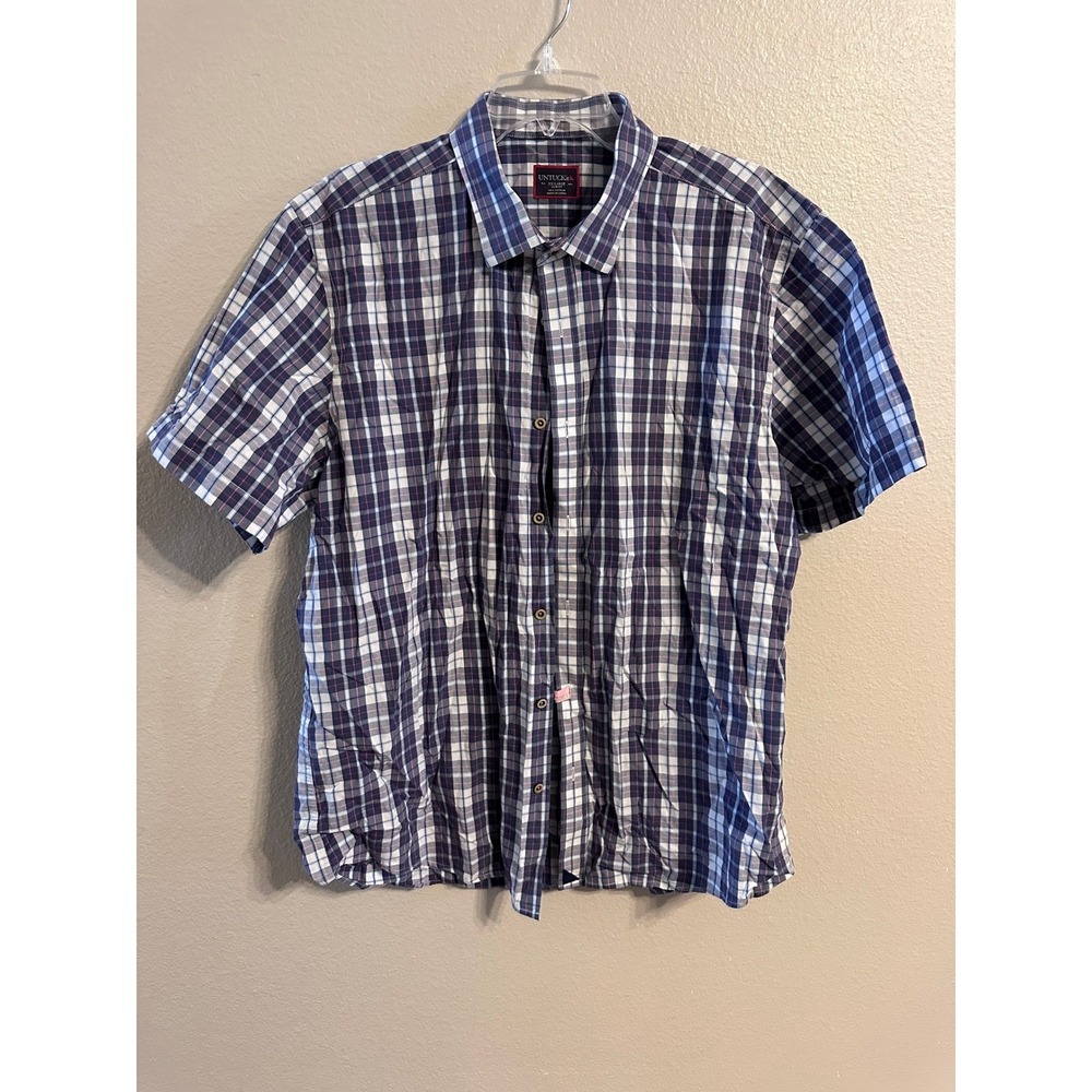 UNTUCKit XX-Large Slim Fit Button Up Shirt Plaid Short Sleeve Casual